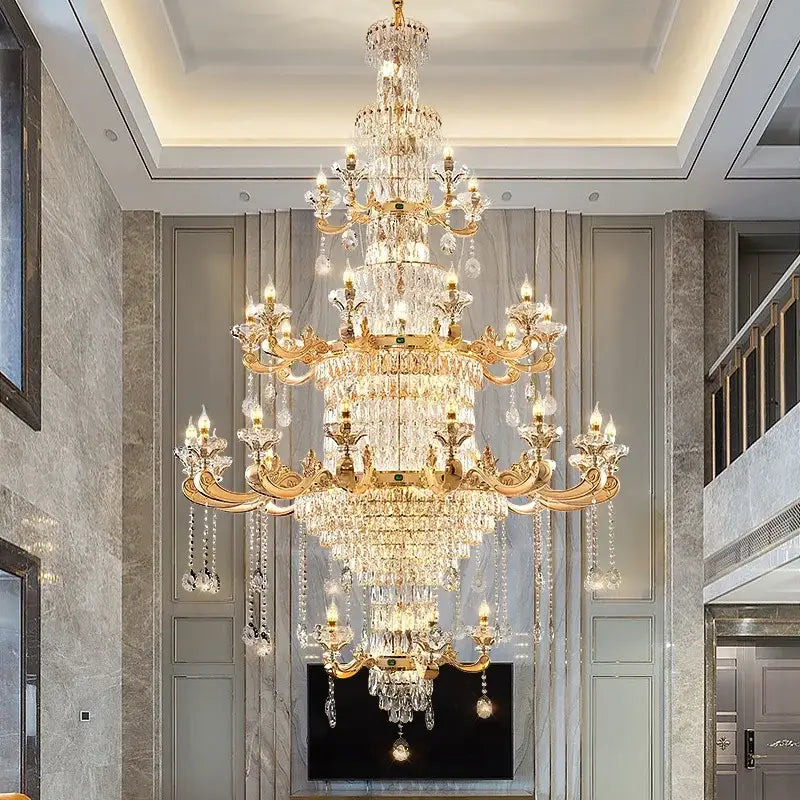 Gold Duplex Crystal Chandelier Up To 31 Heads