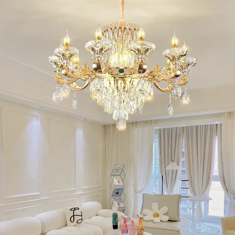 Gold Duplex Crystal Chandelier Up To 31 Heads