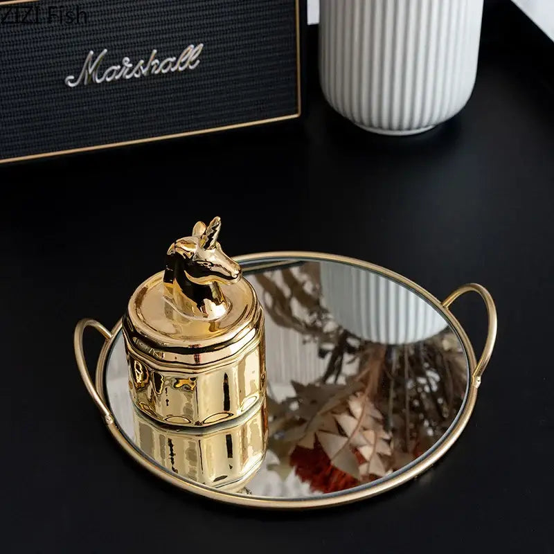 Gold Ceramic Storage Tray