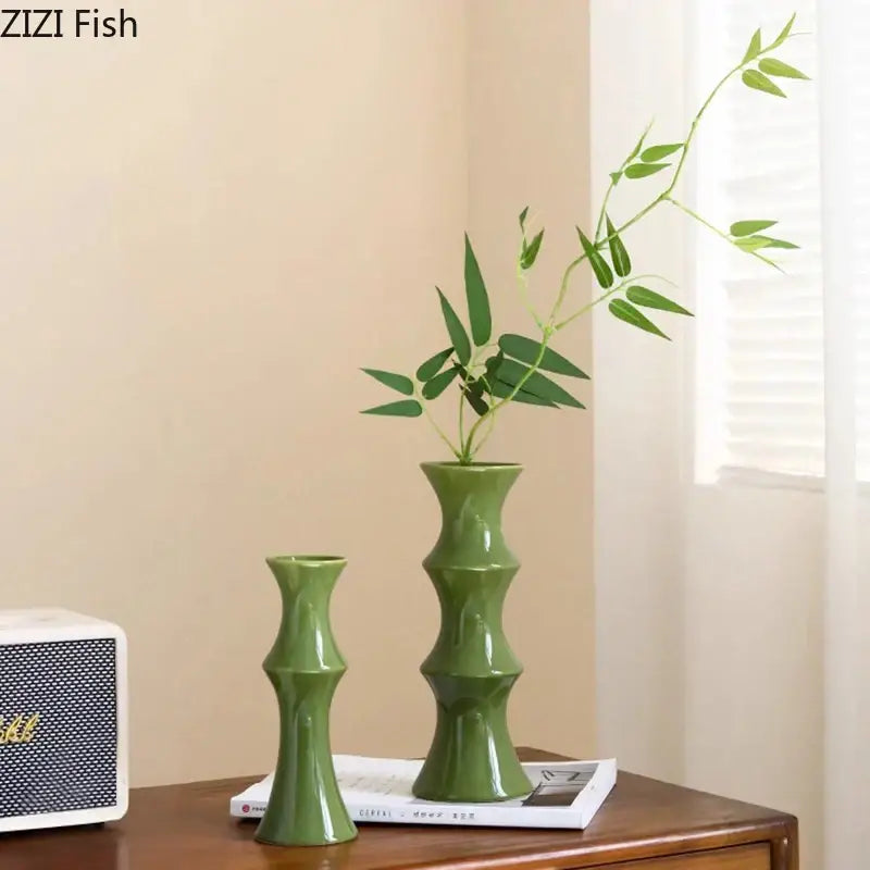 Black Bamboo Ceramic Vase