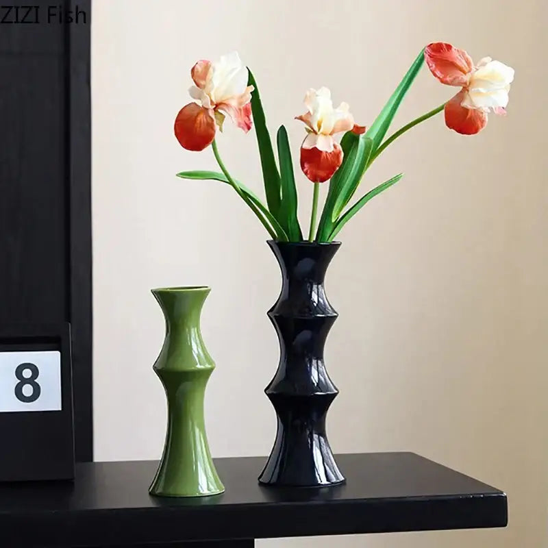 Black Bamboo Ceramic Vase