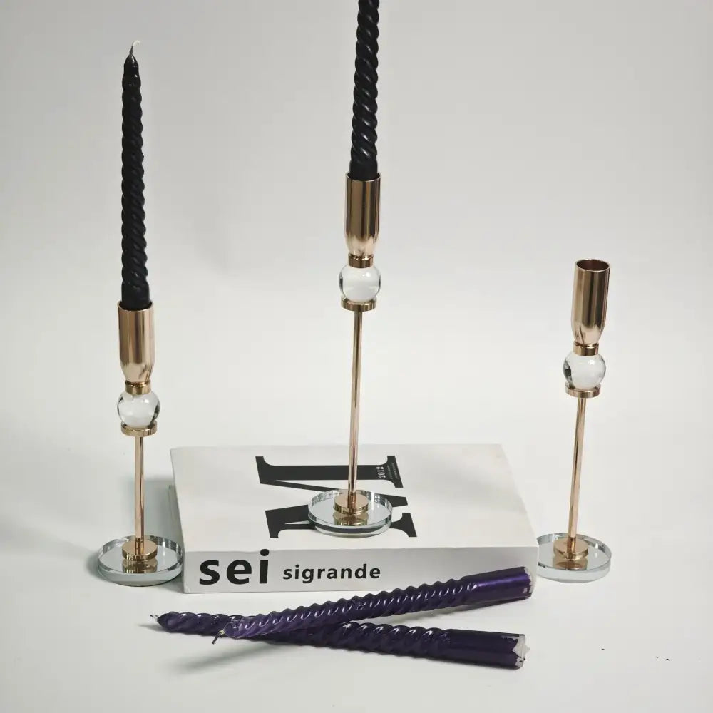 Gold Crystal Candlestick Set