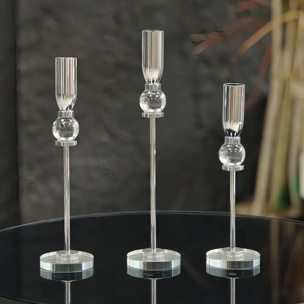 Gold Crystal Candlestick Set