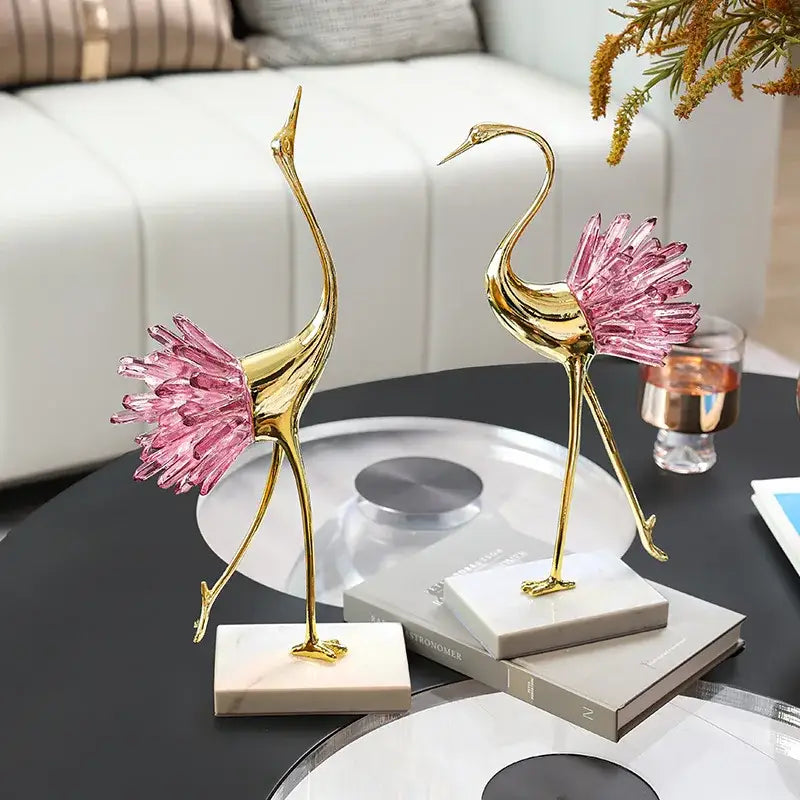 Gold Crystal Bird Figurine