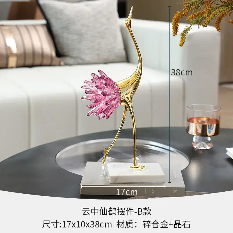 Gold Crystal Bird Figurine