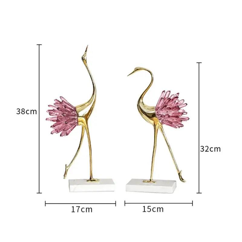 Gold Crystal Bird Figurine