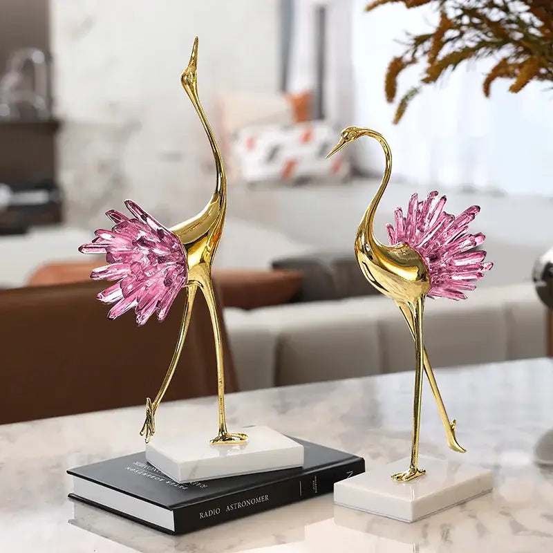 Gold Crystal Bird Figurine