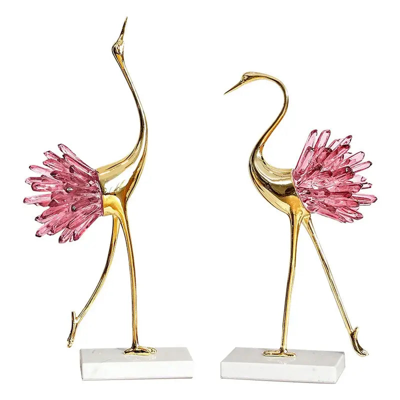 Gold Crystal Bird Figurine