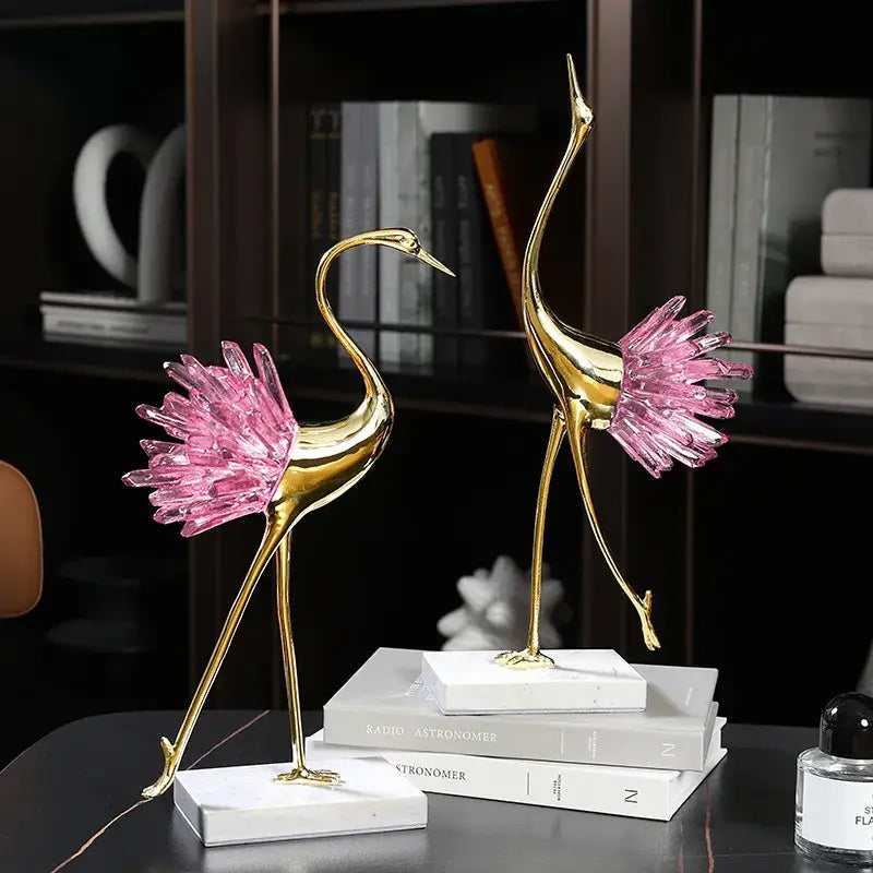 Gold Crystal Bird Figurine