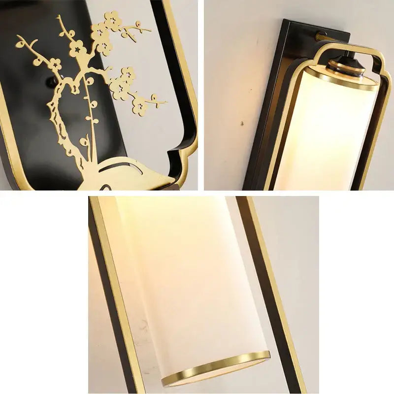 Gold Bamboo Chrysanthemum Vintage Wall Sconce