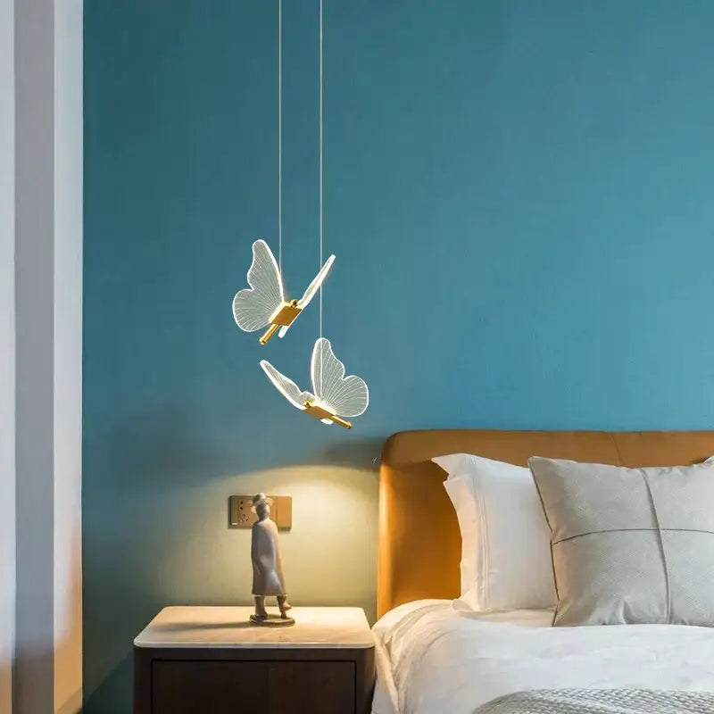 Gold Butterfly Pendant Lamp with Warm Lighting