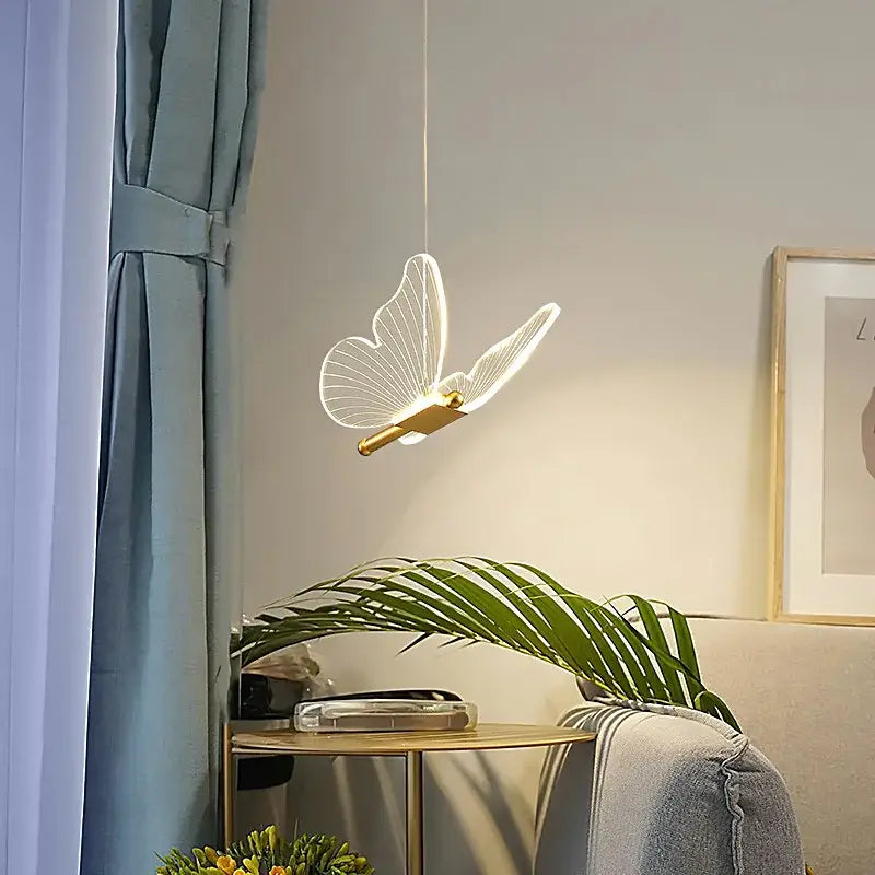 Gold Butterfly Pendant Lamp with Warm Lighting