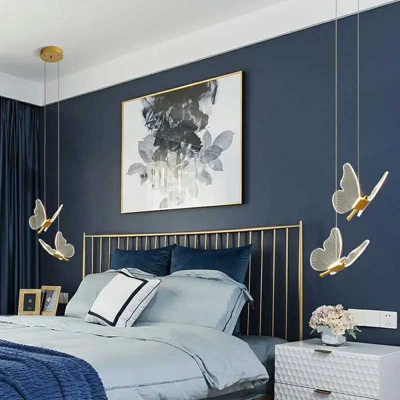 Gold Butterfly Pendant Lamp with Warm Lighting