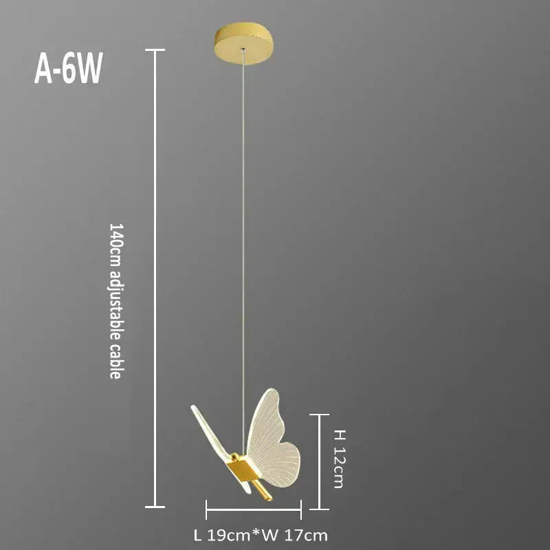 Gold Butterfly Pendant Lamp with Warm Lighting