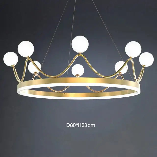 Gold LED Chandelier with Crown-Inspired Design