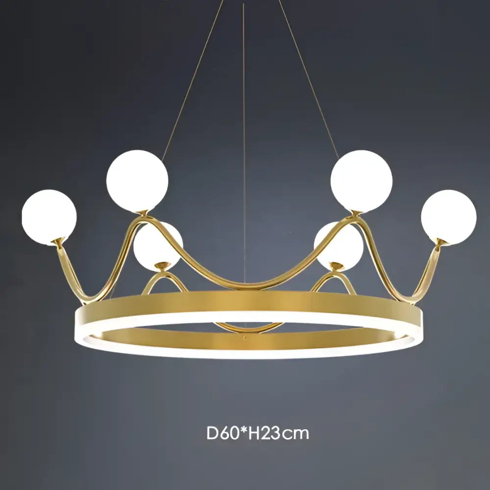 Gold LED Chandelier with Crown-Inspired Design