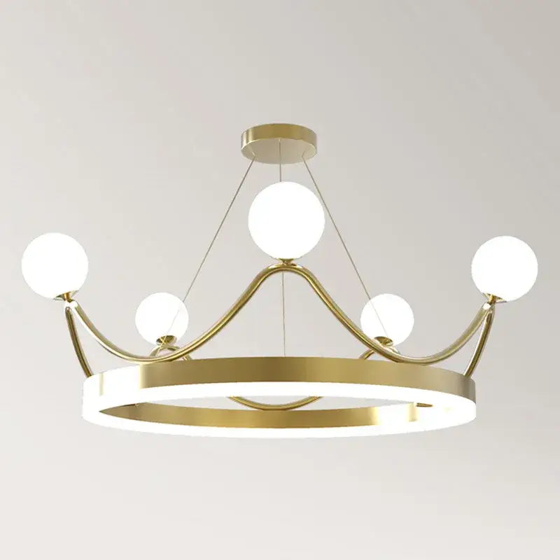 Gold LED Chandelier with Crown-Inspired Design