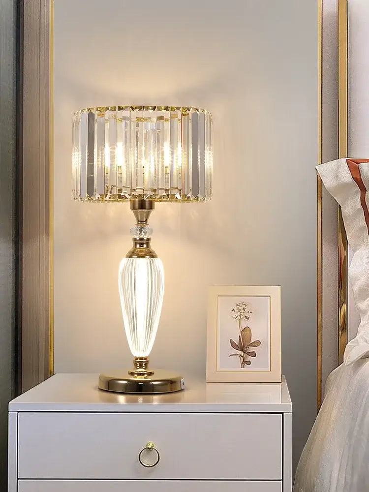 Gold Crystal 25cm Desk Lamp