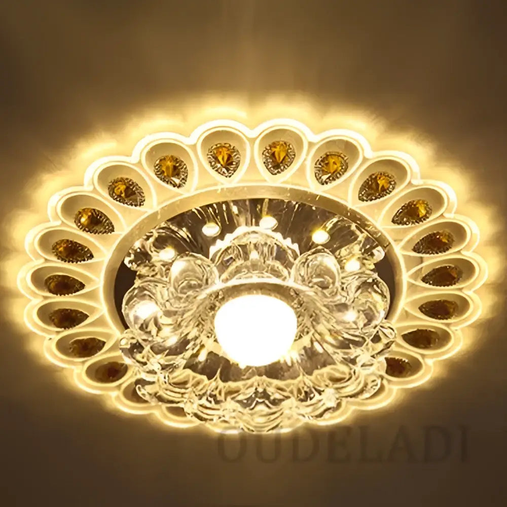 Gold Crystal Flush Mount Ceiling Light