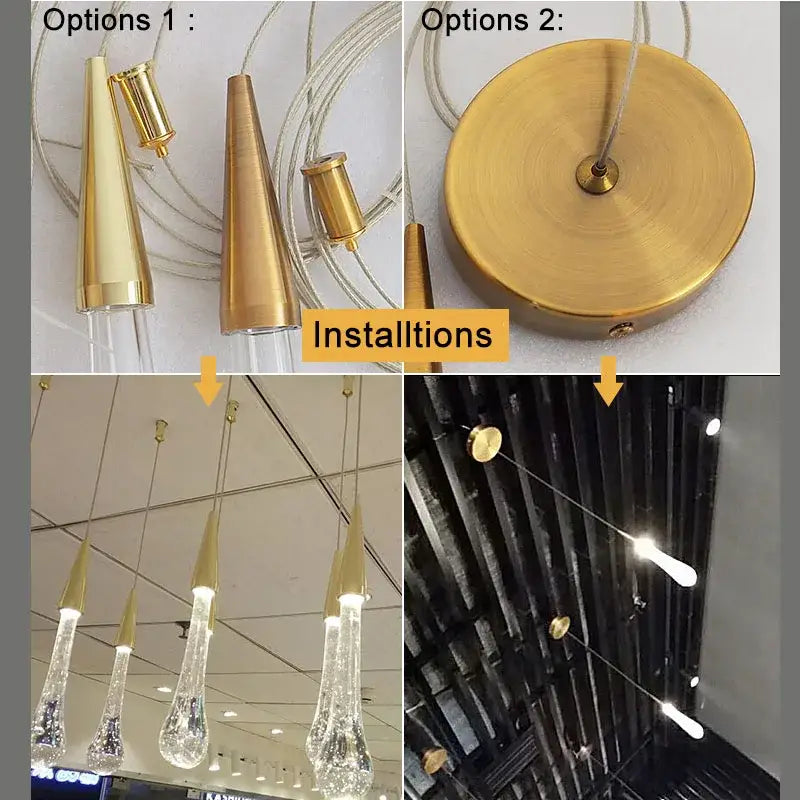 Gold Teardrop 2-Head Dining Area Pendant Light
