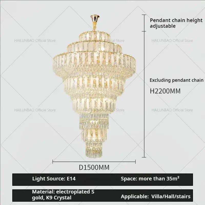Gold Crystal Chandelier Hollow European Design