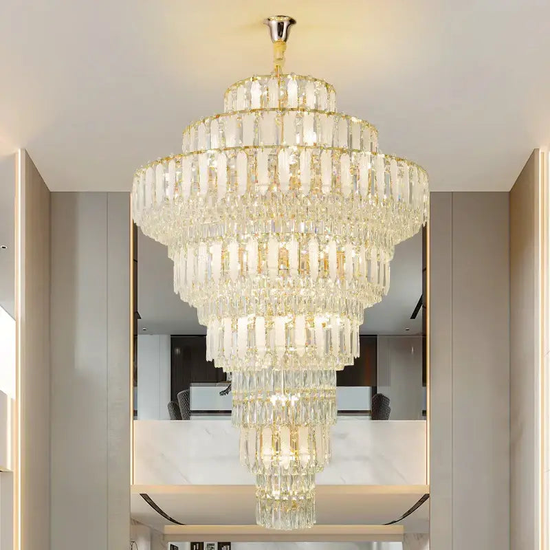Gold Crystal Chandelier Hollow European Design