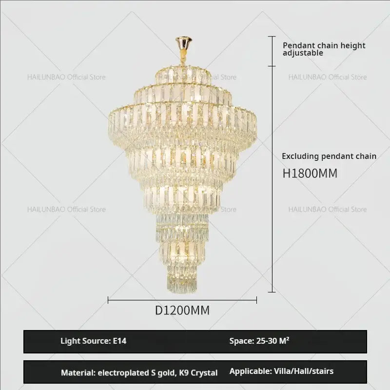 Gold Crystal Chandelier Hollow European Design