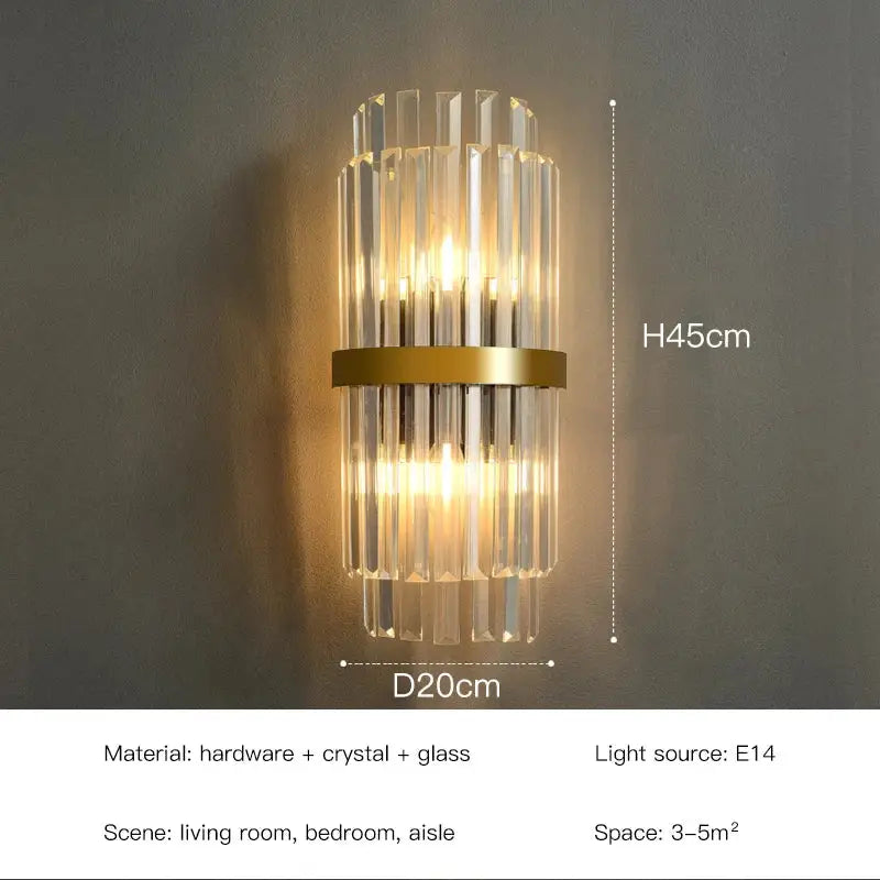 Gold Crystal 60cm Wall Sconce