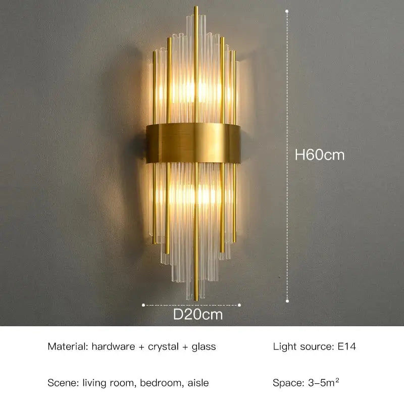 Gold Crystal 60cm Wall Sconce