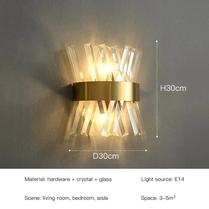 Gold Crystal 60cm Wall Sconce