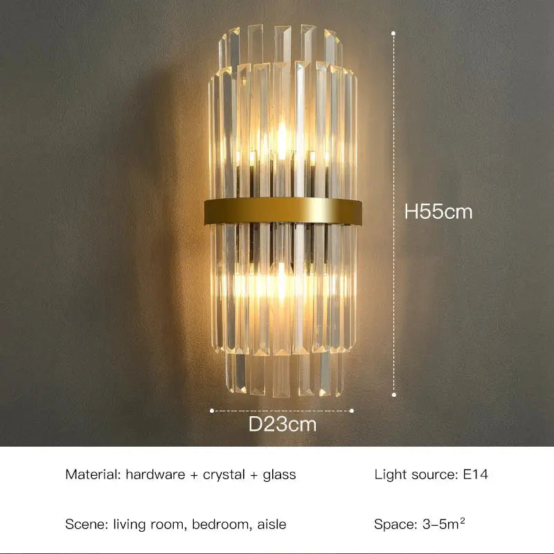Gold Crystal 60cm Wall Sconce