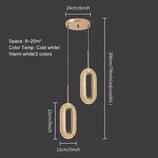 Gold Oval Pendant Chandelier