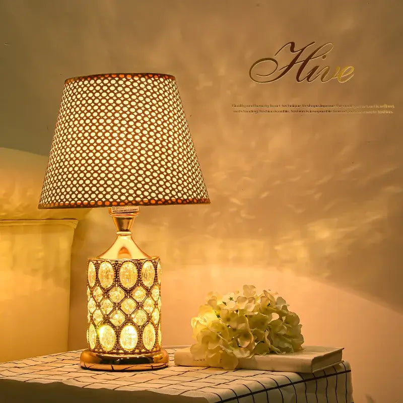 Gold Crystal Nightstand Lamp