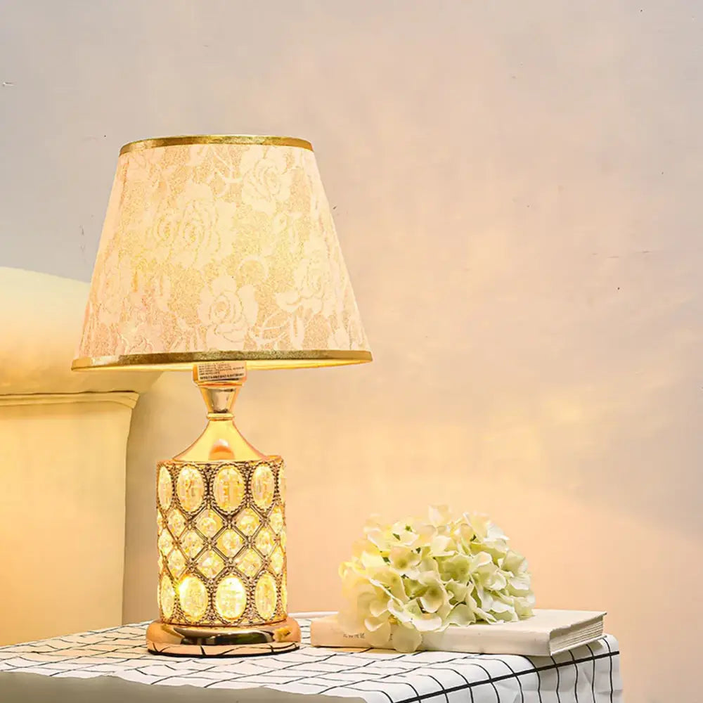 Gold Crystal Nightstand Lamp