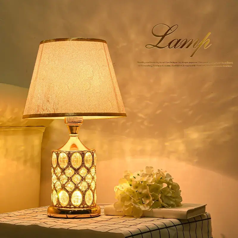 Gold Crystal Nightstand Lamp