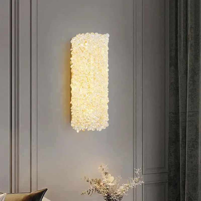 Gold Crystal Wall Sconce with Adjustable Wire Drop