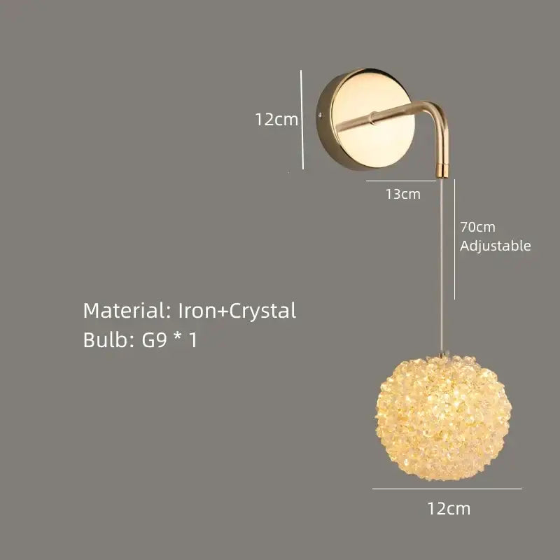 Gold Crystal Wall Sconce with Adjustable Wire Drop