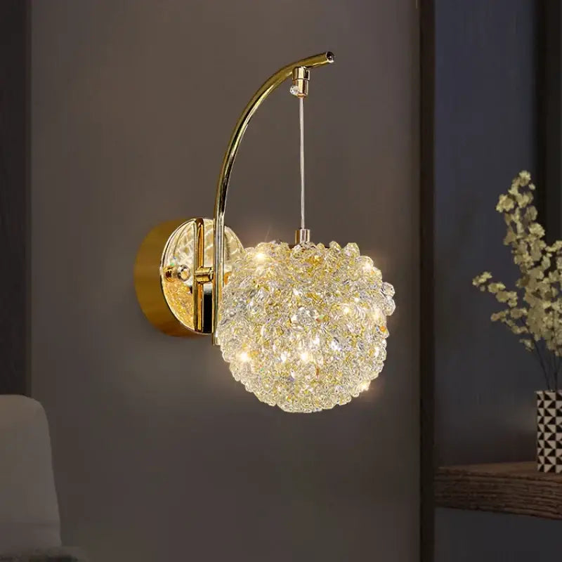Gold Crystal Wall Sconce with Adjustable Wire Drop
