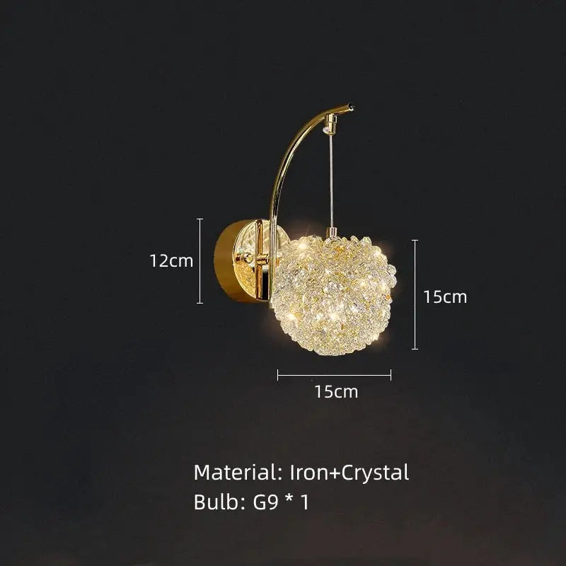 Gold Crystal Wall Sconce with Adjustable Wire Drop