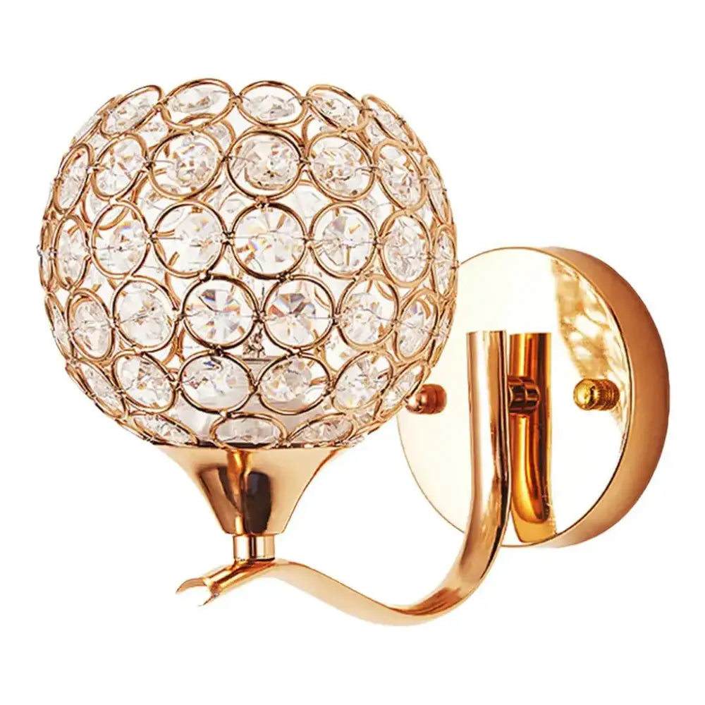 Gold Crystal Globe Sconce Clip-On Design