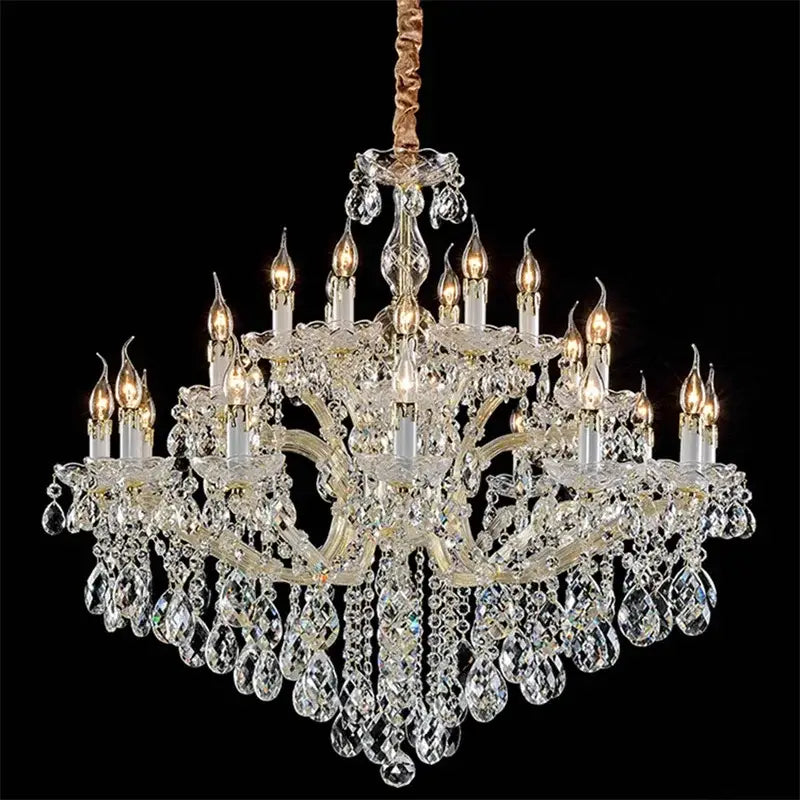 Gold Crystal Candle Chandelier for Villa Hall