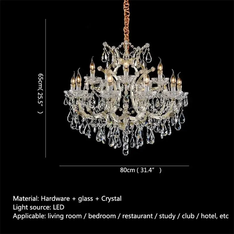 Gold Crystal Candle Chandelier for Villa Hall
