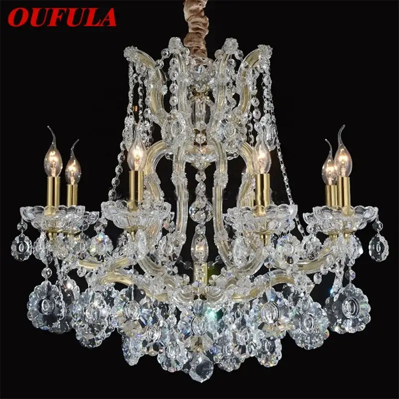 Gold Crystal Candle Chandelier for Villa Hall