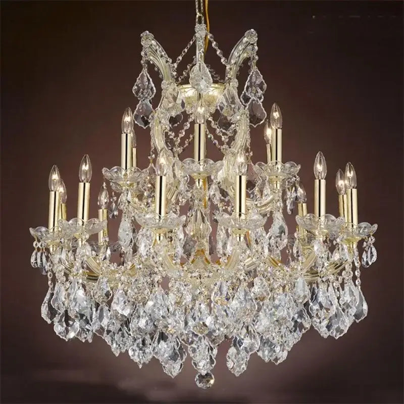 Gold Crystal Candle Chandelier for Villa Hall