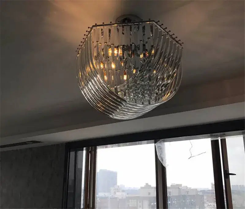 Gold Glass Tube Chandelier