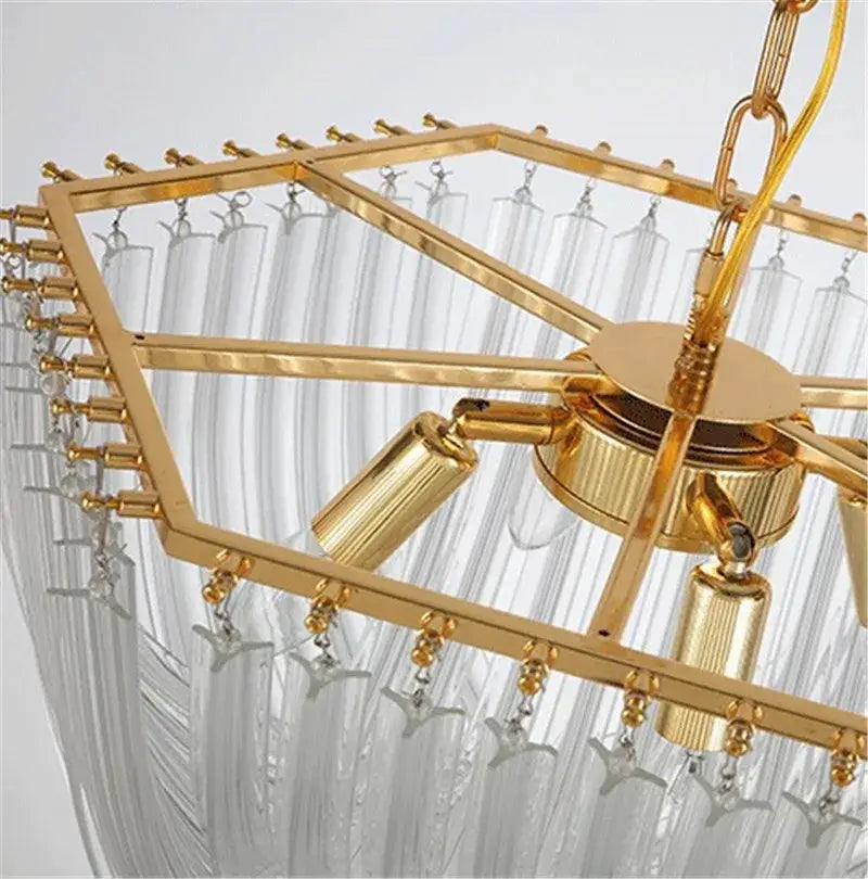 Gold Glass Tube Chandelier