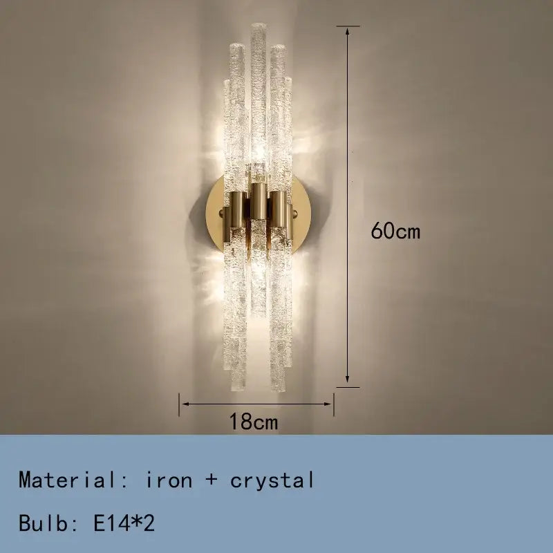 Textured Gold Glass Wall Sconce for Bedrooms
