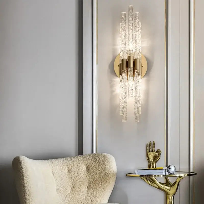 Textured Gold Glass Wall Sconce for Bedrooms