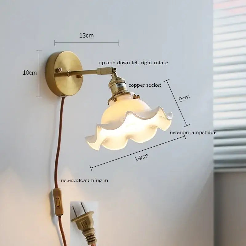 Gold Ruffled Ceramic Sconce