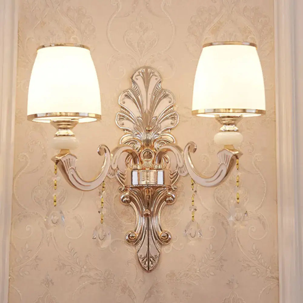 Gold Crystal Scrolled Arm Wall Sconce